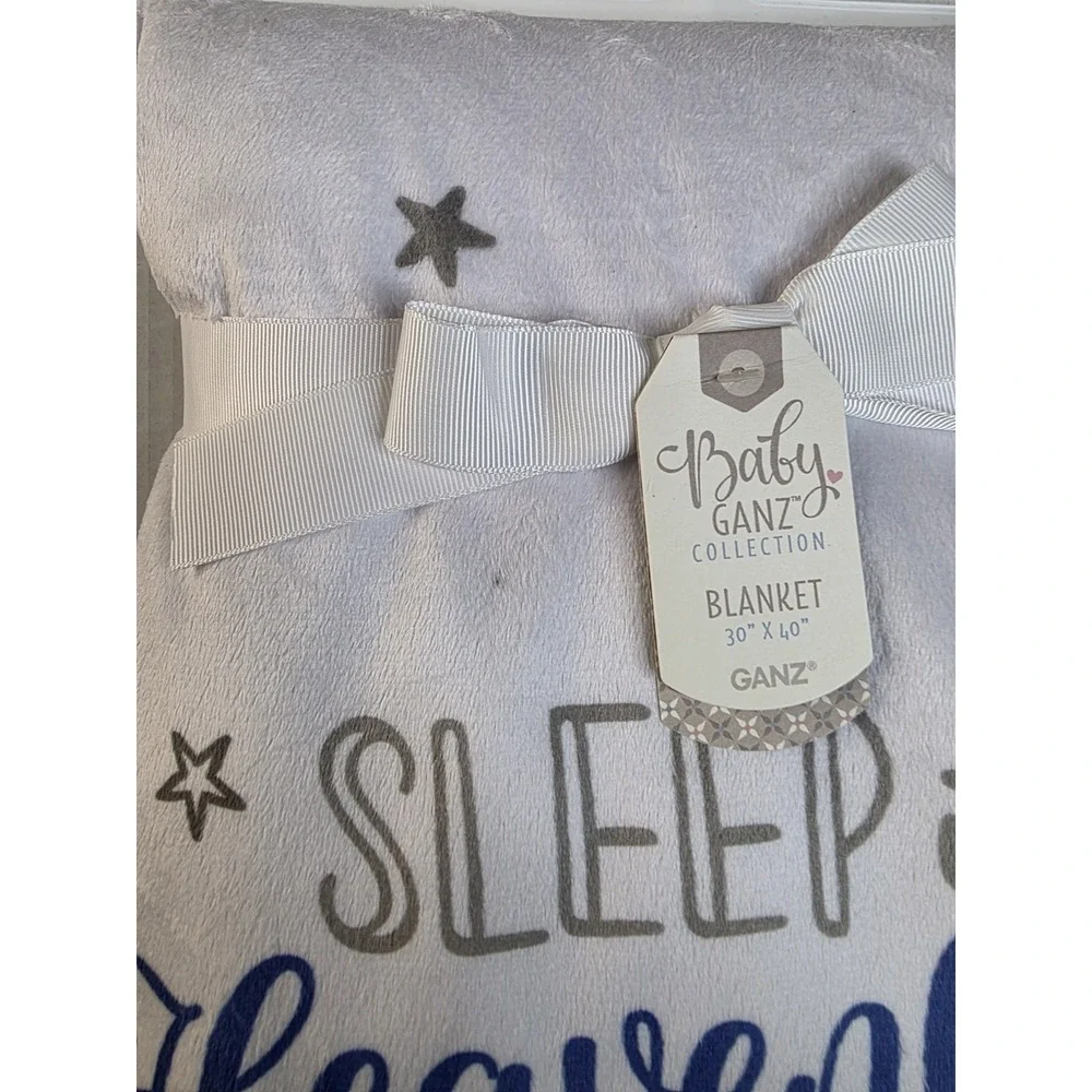 Baby Ganz Sleep in‎ Heavenly Peace Blanket White With Stars Newborn Gift NEW*